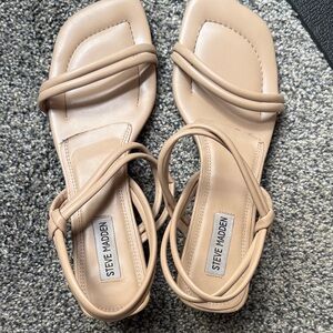 Steve Madden Beige Strappy Square-Toe Sandals